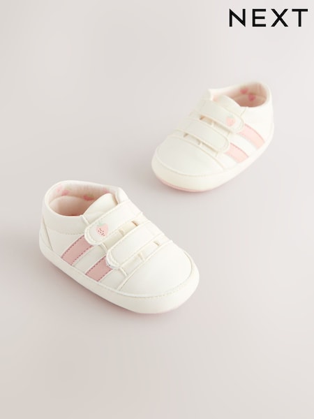 White/Pink Touch Fasten Baby Trainers (0-24mths) (H71264) | €9