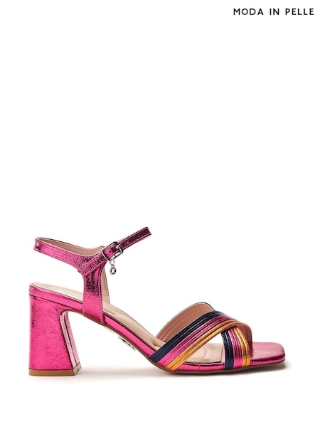 Moda in Pelle Metallic Myrtle Swoosh Heel Strappy Comfort Smart Sandals (H71328) | R$ 780