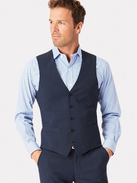 Brook Taverner Blue Check Washable Waistcoat (H71367) | AZN 198