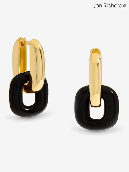 Jon Richard Gold Tone Jet Enamel Link Earrings (H71417) | €22.50