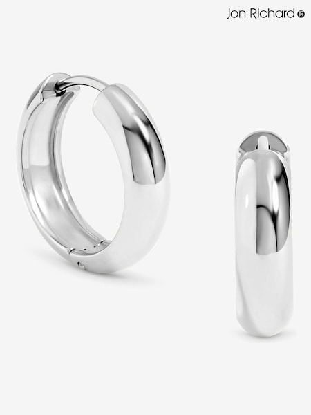 Jon Richard Silver Plated Waterproof Small Flat Surface Hoop Earrings (H71420) | €22.50