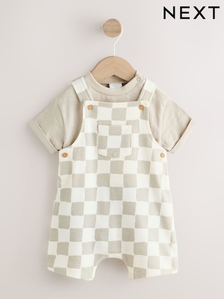 أسود/أبيض مربعات - Jersey Dungarees and Bodysuit Baby Set (0mths-2yrs) (H71428) | ‏81 د.إ.‏ - ‏ 91‏ د.إ.