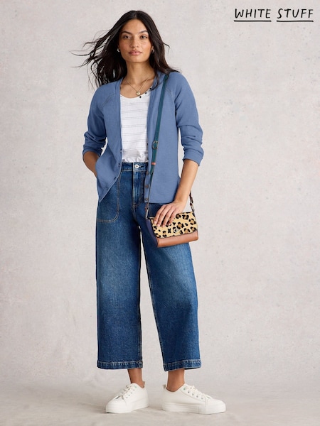 White Stuff Blue Naria Linen Blend Cardigan (H71471) | R$ 485