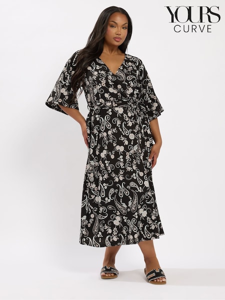 Yours Curve Wrap Kimono Dress (H71578) | R$ 365