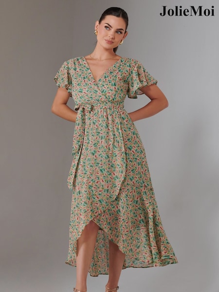 Jolie Moi Natural Petite High Low Midaxi Dress (H71629) | €110