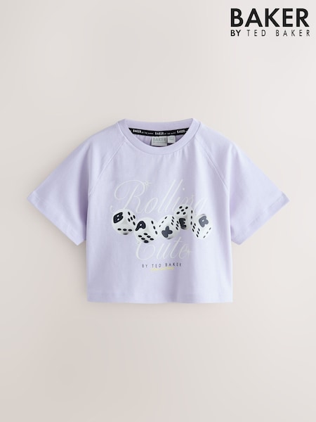 Baker by Ted Baker Lilac Purple Boxy Fit Dice Graphic Print T-Shirt (H71630) | AED96 - AED120