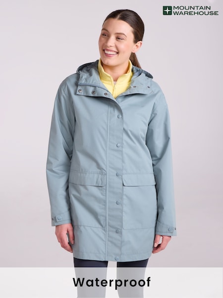Mountain Warehouse Blue Womens Riviera Waterproof Hooded Coat (H71684) | €95