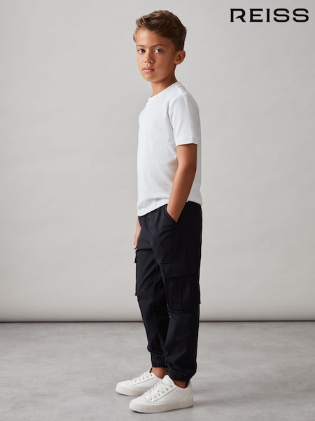 Reiss Black Lucian Technical Drawstring Trousers (H71762) | AED230