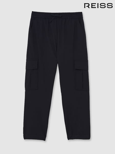 Reiss Black Lucian Technical Drawstring Trousers (H71766) | AED288