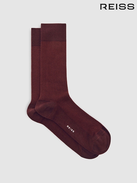 Reiss Bordeaux Otto Cotton-Blend Herringbone Socks (H71781) | R$ 150