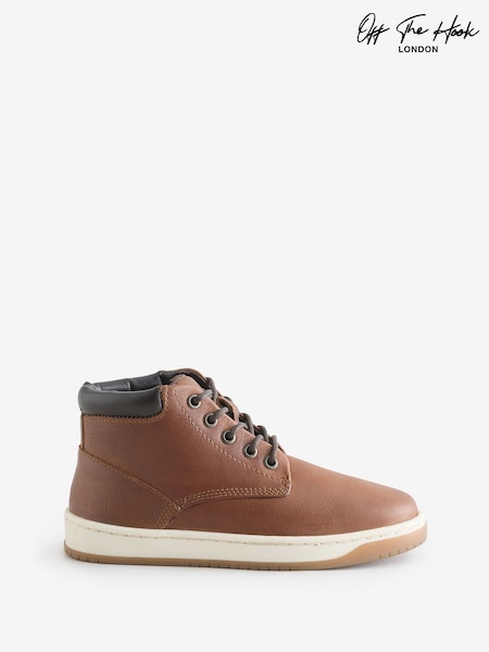 Off The Hook Brown Forrest Leather Lace Up Casual Ankle Boots (H71794) | AED204