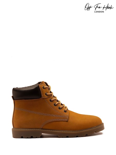 Off The Hook Yellow Solo Leather Lace Up Casual Ankle Boots (H71799) | €53