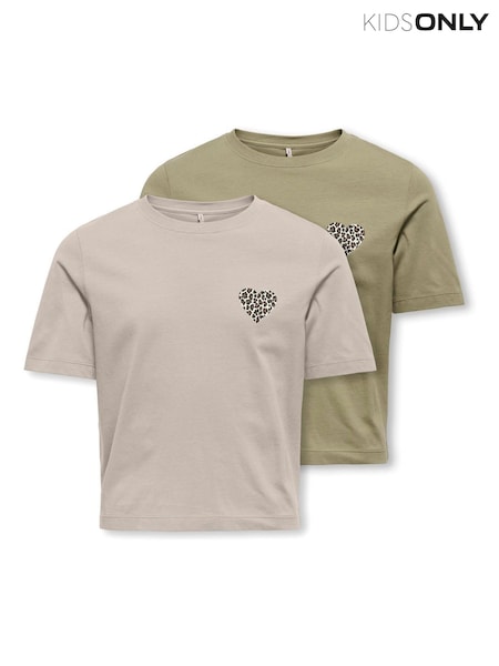 ONLY KIDS Grey Logo Heart T-Shirts 2 Pack (H71863) | AED82