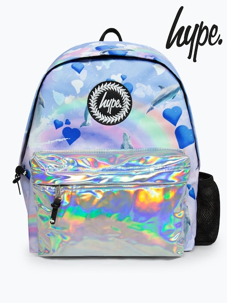 Hype. Girls Blue Holo Rainbow Dolphins Iconic Multicolour Backpack (H71902) | €37