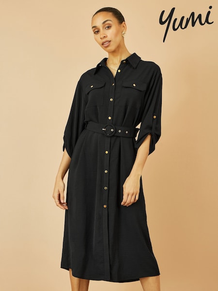 Yumi Stretch Midi Shirt Dress (H72349) | R$ 590