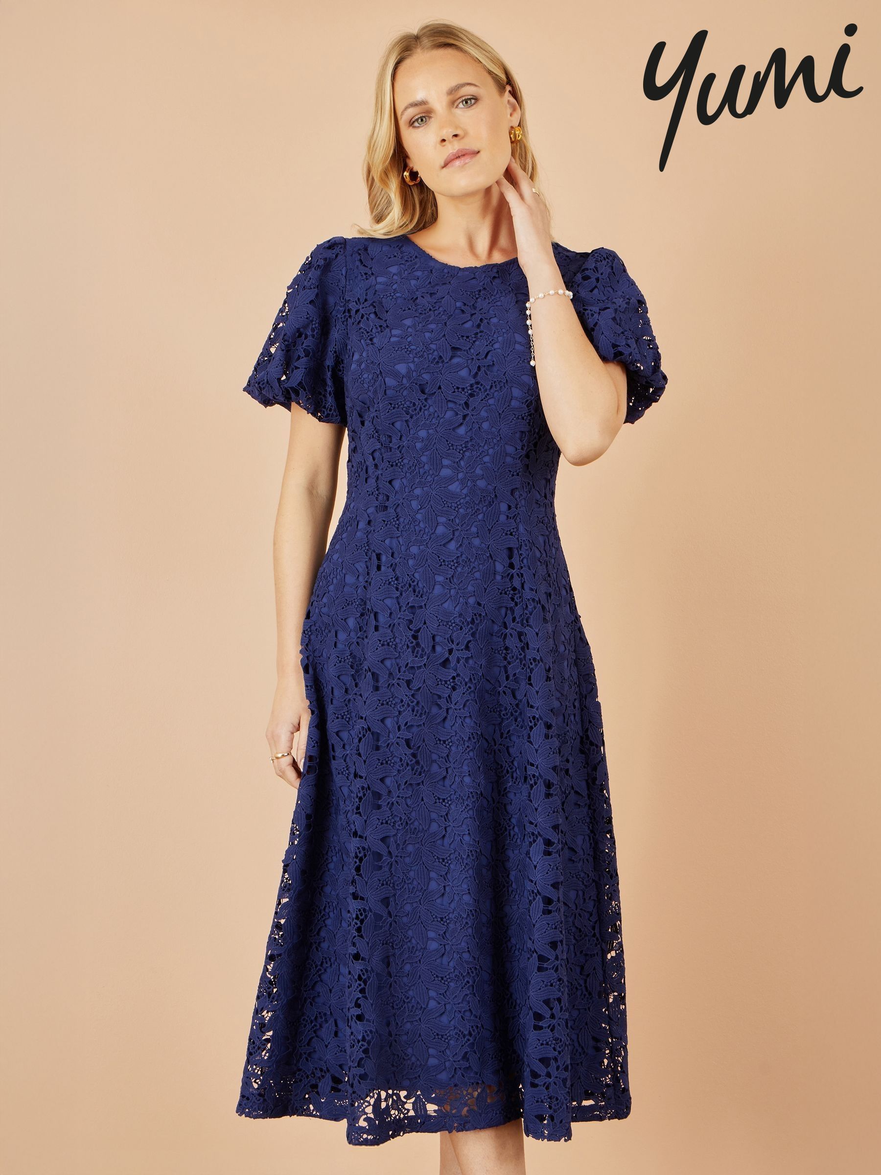 next navy blue lace dress