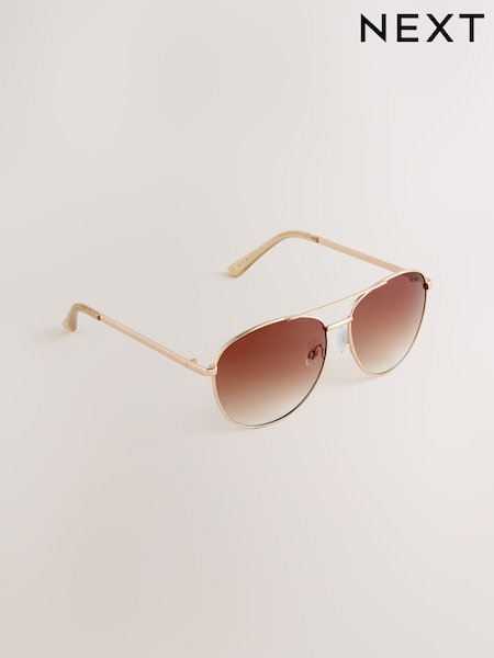 Gold (Metal) Aviator Style Sunglasses (H72494) | €22