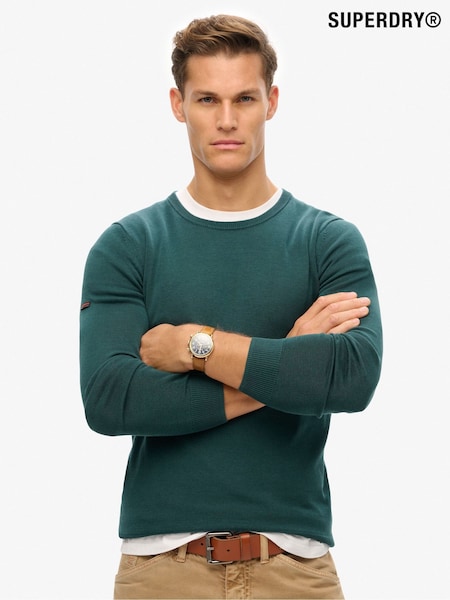 Superdry Green Essentials Lightweight Knit Crew Sweatshirt (H72544) | R$ 445