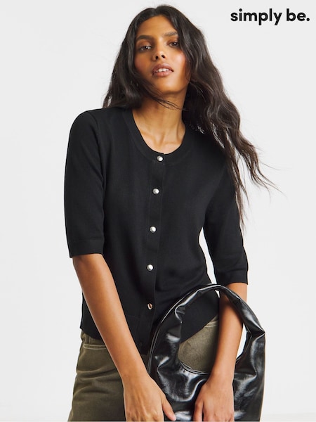 Simply Be Black Short Sleeve Boxy Cardigan (H72585) | € 26