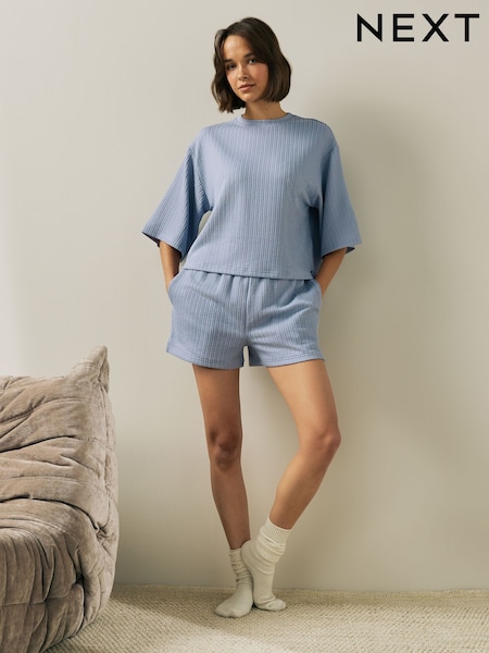 Blue Textured Short Pyjamas (H72652) | AED117