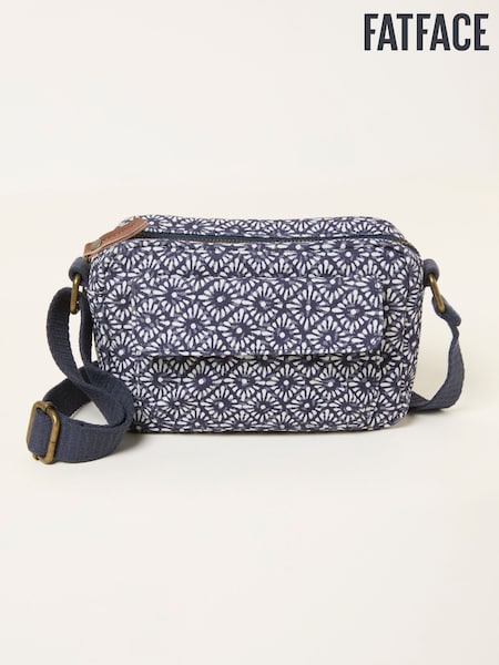 FatFace Navy Blue Geometric Canvas Camera Bag (H72772) | AED172