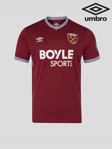 Umbro Red West Ham Football Club Home Short Sleeve Shirt (H72989) | SGD 155