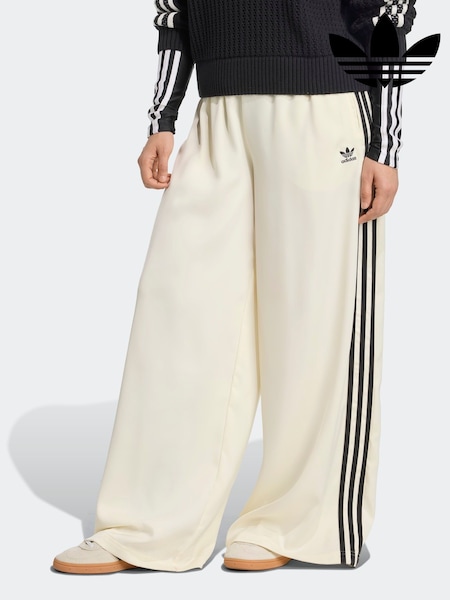 adidas Originals White Adicolor Satin Wide Leg Joggers (H73014) | $161