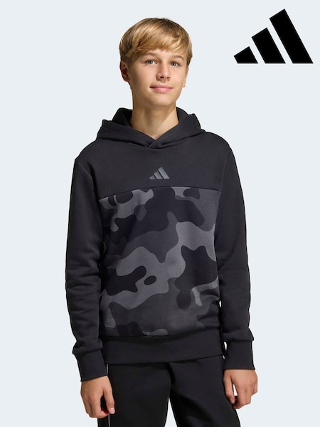 adidas Black Ground Seasonal Essentials Camo Fleece Hoodie (H73028) | AED192