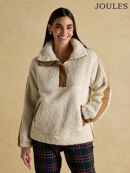 Joules Tilly Cream Quarter Zip Borg Fleece (H73030) | R$ 630