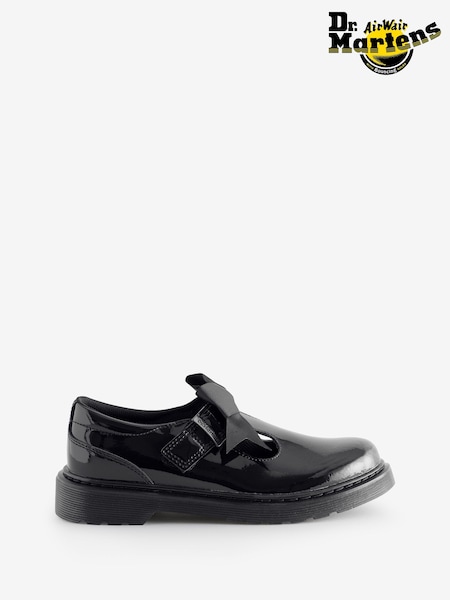 Dr. Martens Black Junior Polley Ii Bow Patent Lamper Shoes (H73500) | AED408