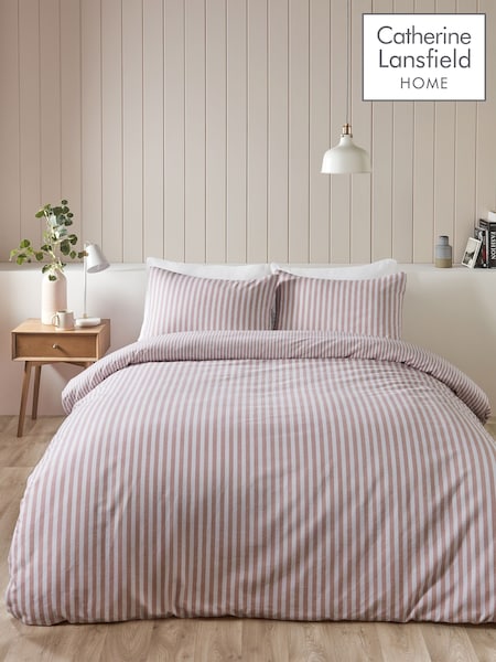 Catherine Lansfield Brushed Stripe Cotton Reversible Duvet Cover Set (H73681) | 64 €