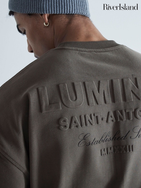 River Island Grey Oversized Luminis Embossed T-Shirt (H73745) | €35