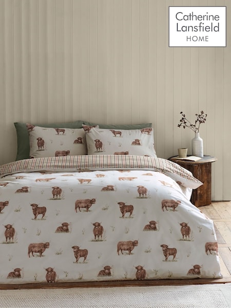 Catherine Lansfield Angus Highland Cow Reversible Duvet Cover Set (H73753) | ‏84 ر.ق. - ‏173 ر.ق.