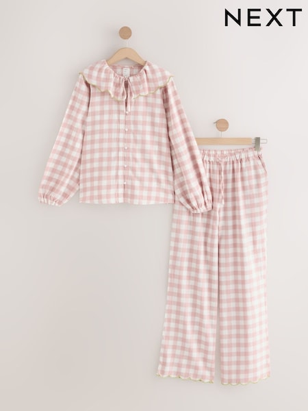 Pink Gingham Cotton Button Through Pyjamas (H73920) | AED193