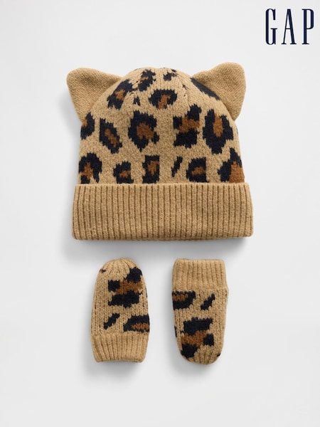 Gap Soft Touch Leopard Beanie and Mittens Set (H73952) | 39 €