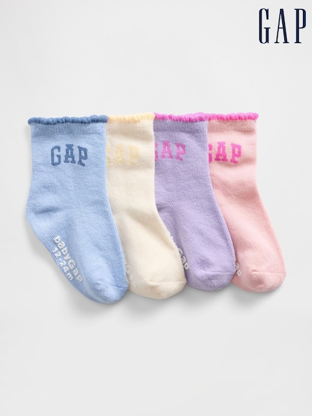 Gap Blue/Pink Quarter Crew Logo Socks 4-Pack (H73954) | € 12