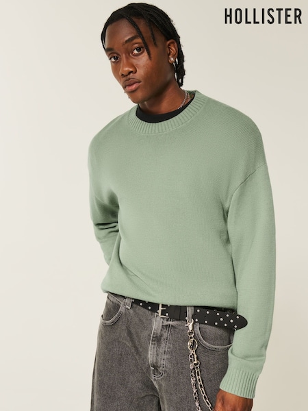 Hollister Green Jersey Crew Neck Jumper (H74014) | €37
