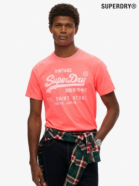 Superdry Pink Relaxed Vintage Logo Neon T-Shirt (H74144) | €41