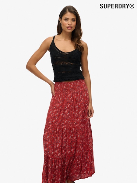 Superdry Red Print Maxi Skirt (H74147) | €77