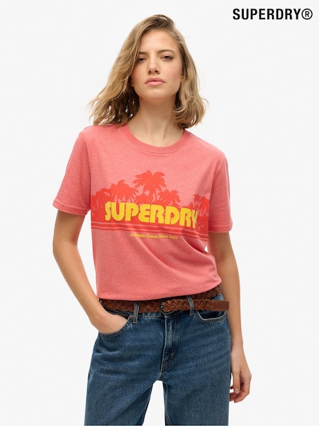 Superdry Pink Relaxed Outdoor Stripe T-Shirt (H74158) | €35