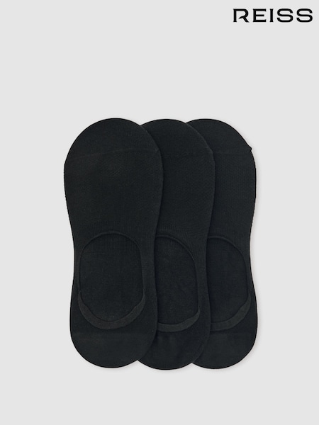 Reiss Black Axis 3 Pack Invisible Trainer Socks Cotton-Blend (H74297) | €33