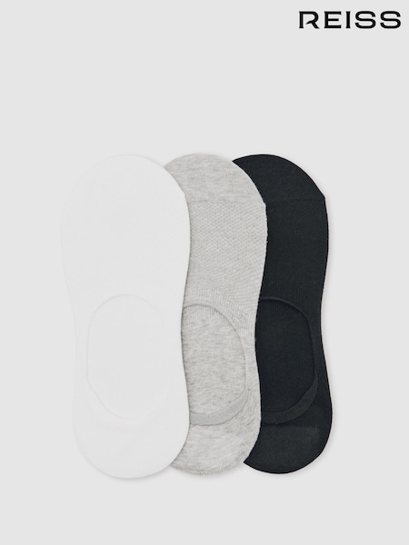Reiss White/Grey/Black Axis 3 Pack Invisible Trainer Socks Cotton-Blend (H74299) | €33