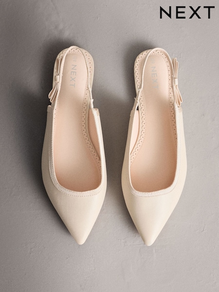 Ivory Forever Comfort® Point Toe Bow Back Slingback Flats (H74574) | €52.50