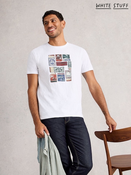 White Stuff White Abersoch Graphic Print Stamp T-Shirt (H74800) | AED163