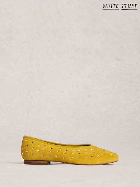 White Stuff Yellow Boho Studded Ballerinas (H74837) | €101
