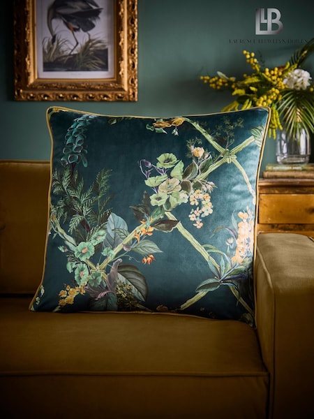 Laurence Llewelyn-Bowen Green Cotswold Fantasia Dawn Velvet Filled Cushion (H74976) | €36