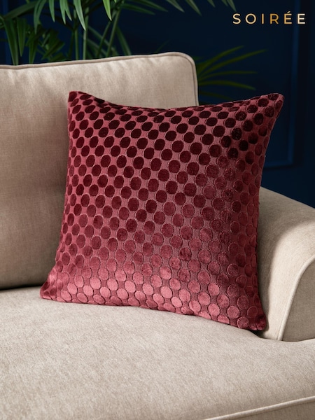 Soiree Burgundy Velvet Spot Filled Cushion (H75004) | AED111