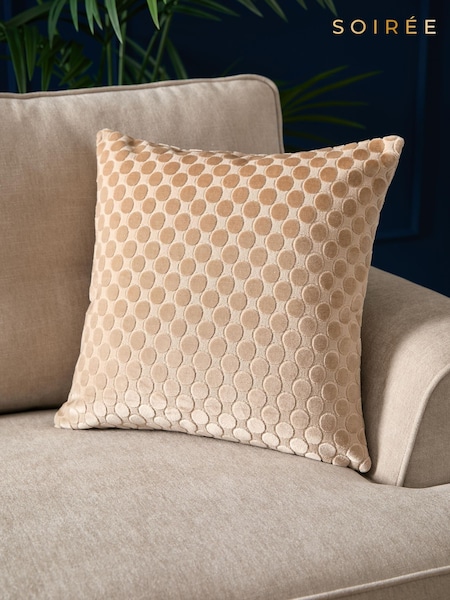 Soiree Natural Velvet Spot Filled Cushion (H75005) | AED111