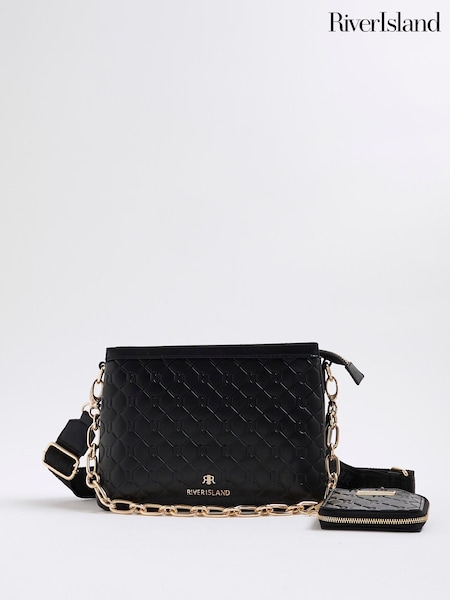 River Island Embossed Chain Pocket Cross-Body Bag (H75515) | R$ 385
