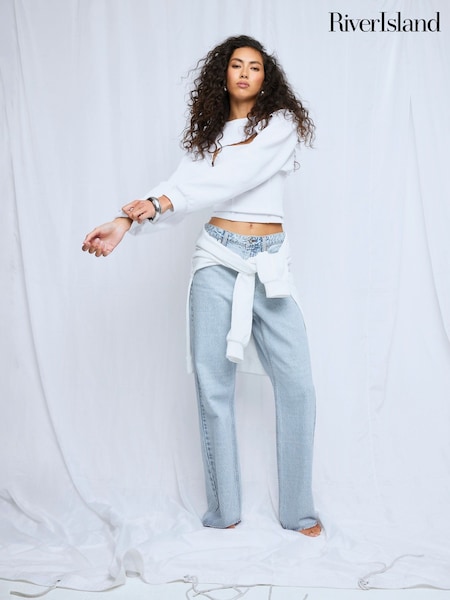 River Island Blue Relaxed Straight Leg Jeans (H75526) | €74 - €176